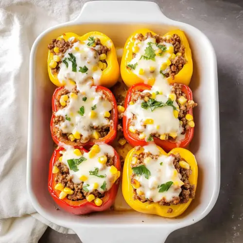 Healthy Stuffed Peppers with Ground Beef