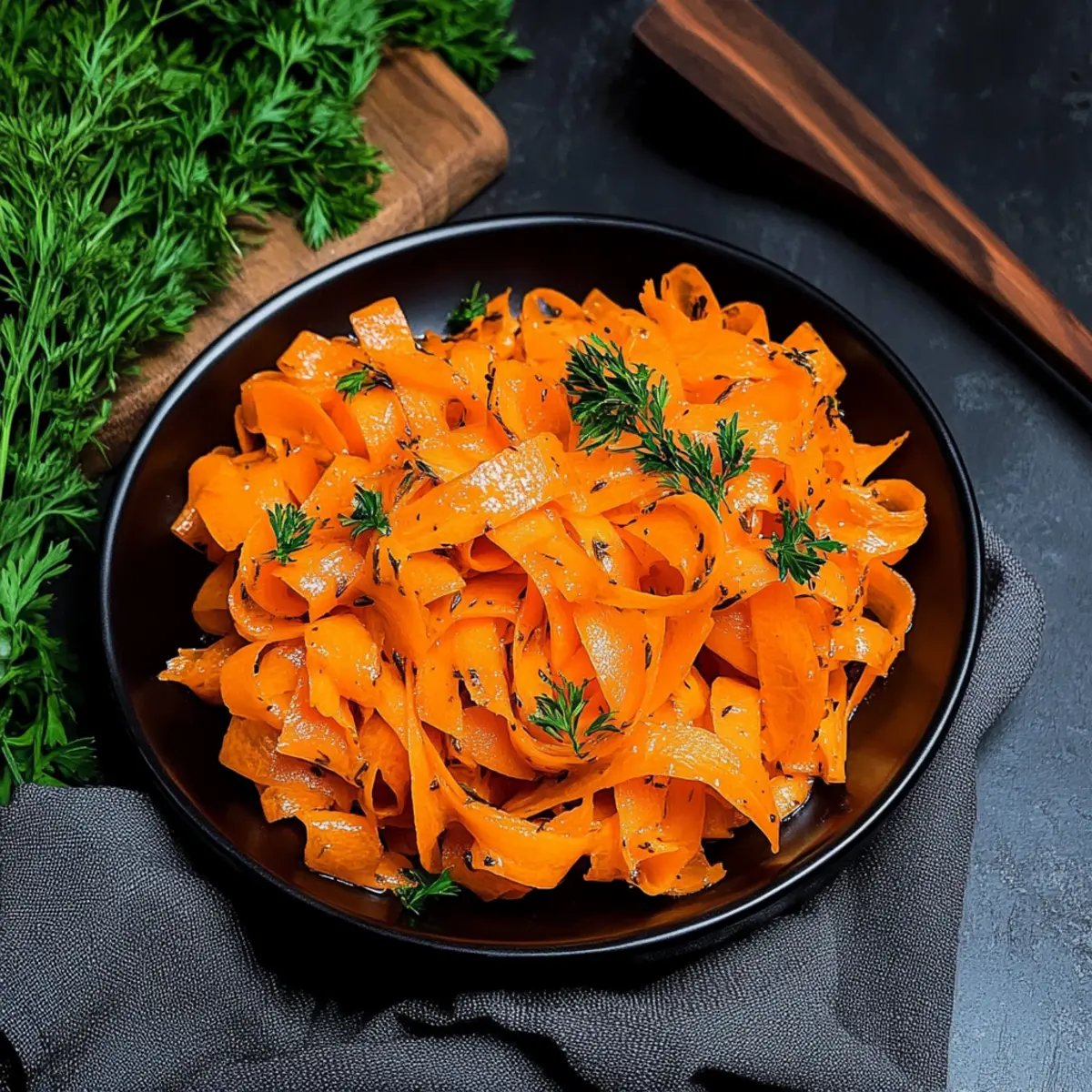 Carrot Ribbons with Rosemary Butter Sauce