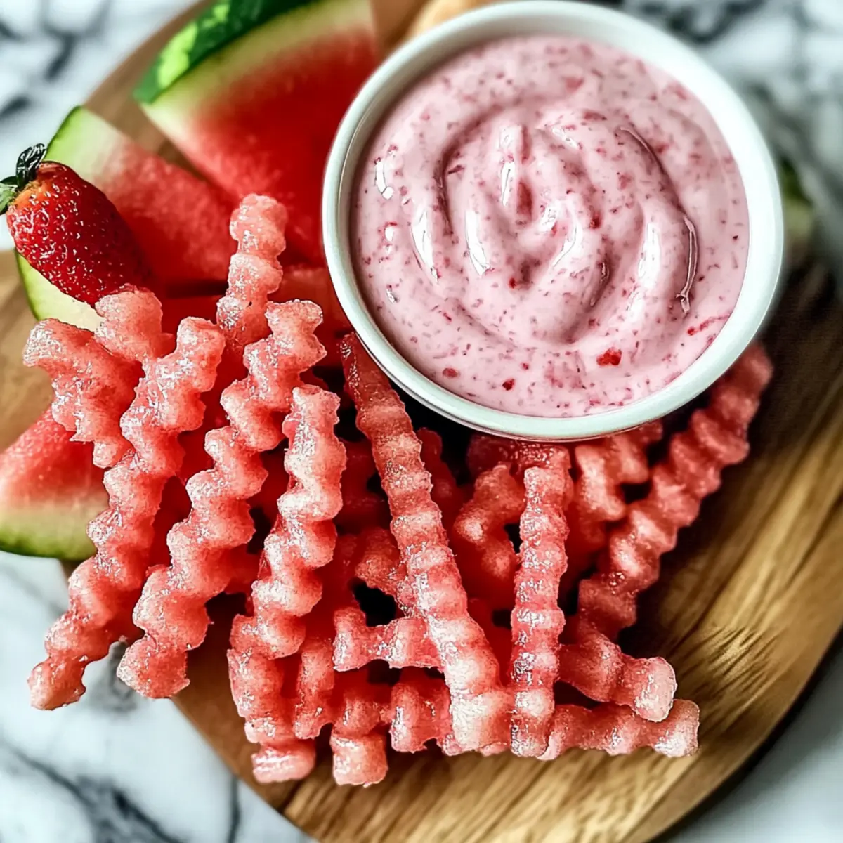 Watermelon Fries with Strawberry Yogurt Dip
