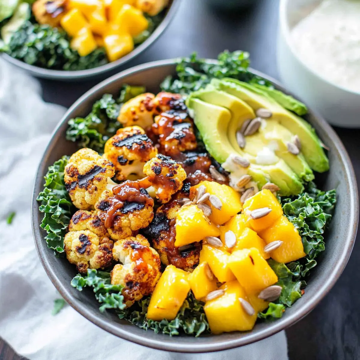 Grilled BBQ Cauliflower Ranch Bowls