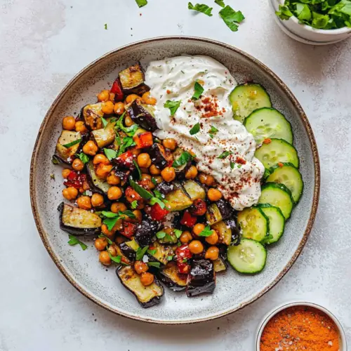 Roasted Aubergine and Chickpea Smashed Cucumbers