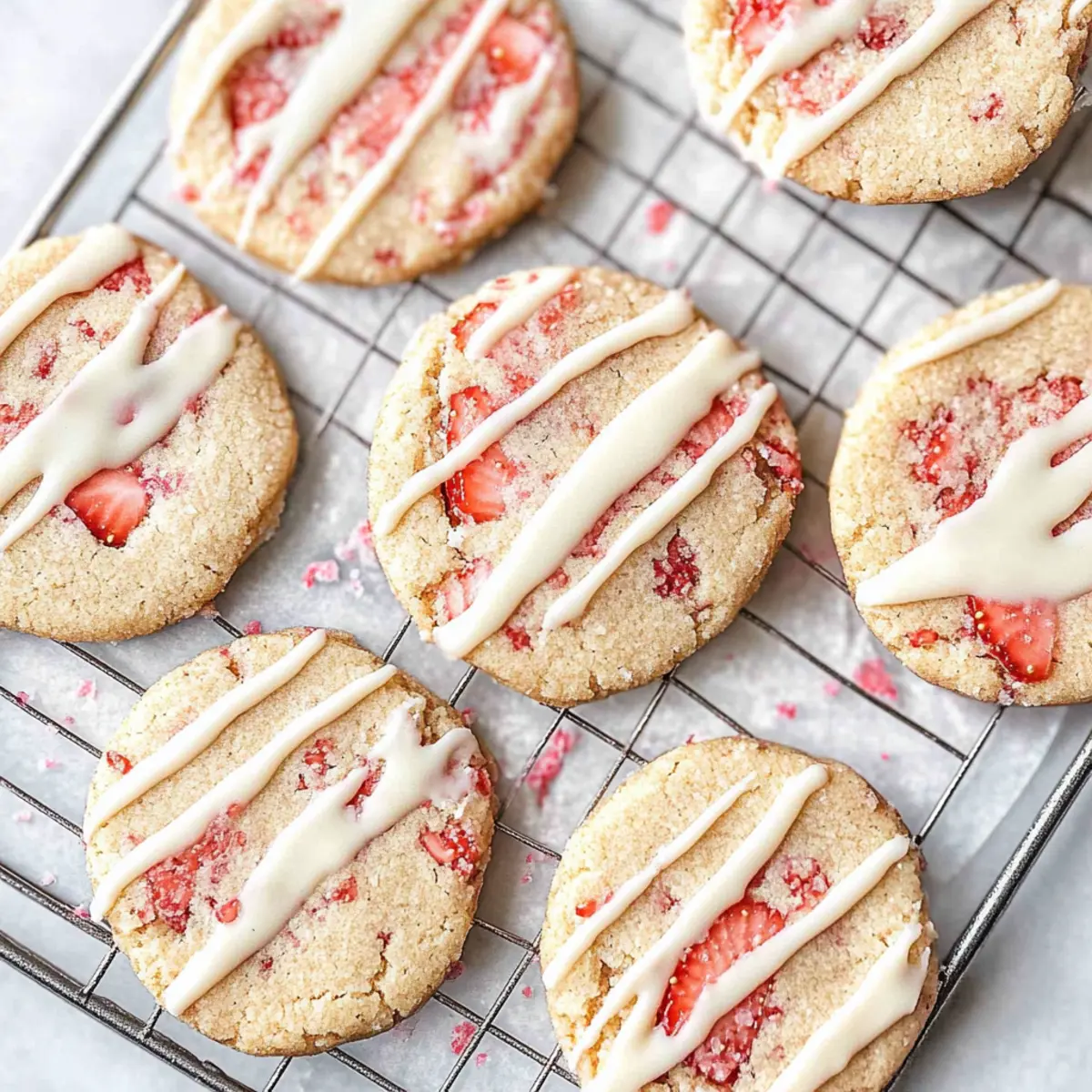 White Chocolate Strawberry Shortbread Cookies