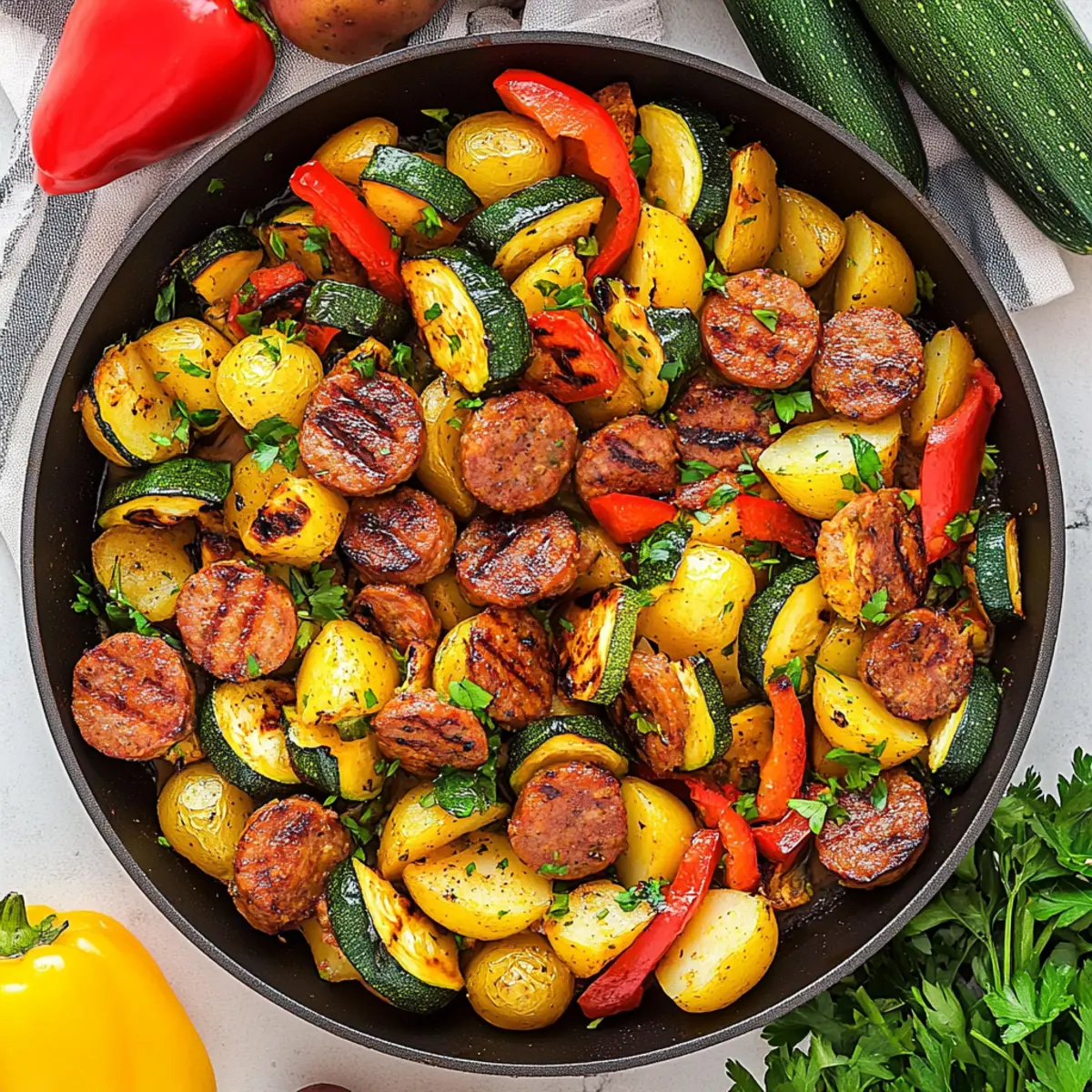 Smoked Sausage and Zucchini Skillet