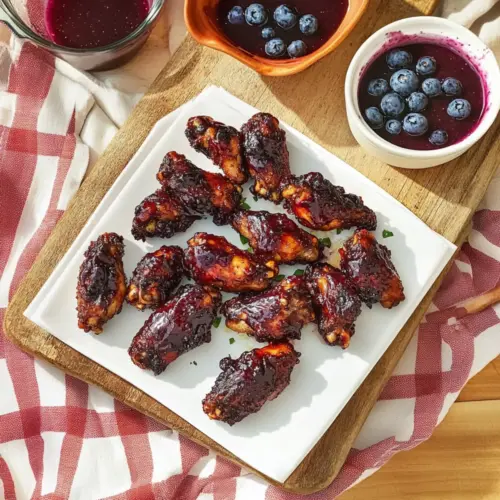 Grilled Chicken Wings with Blueberry BBQ Sauce