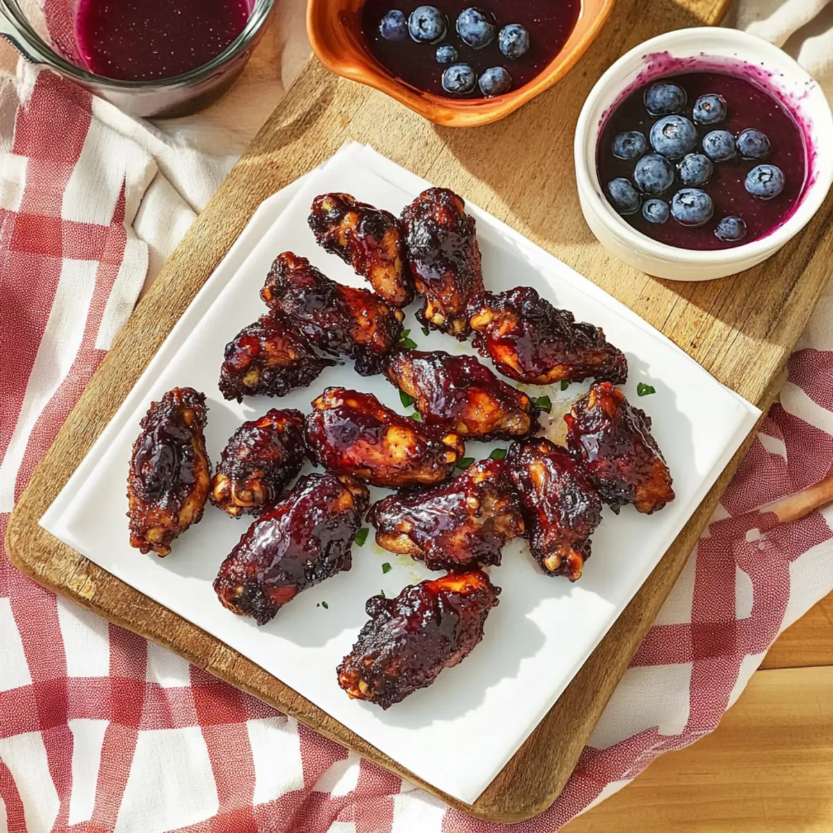 Grilled Chicken Wings with Blueberry BBQ Sauce