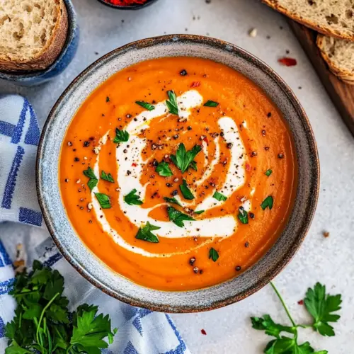 Roasted sweet potato and red pepper soup