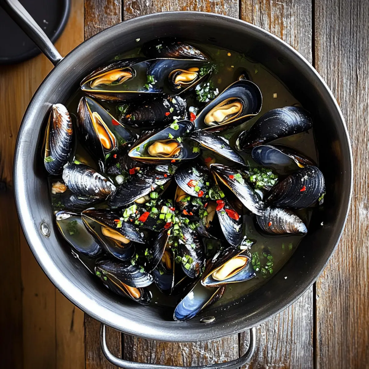 Mussels in Garlic Miso Broth