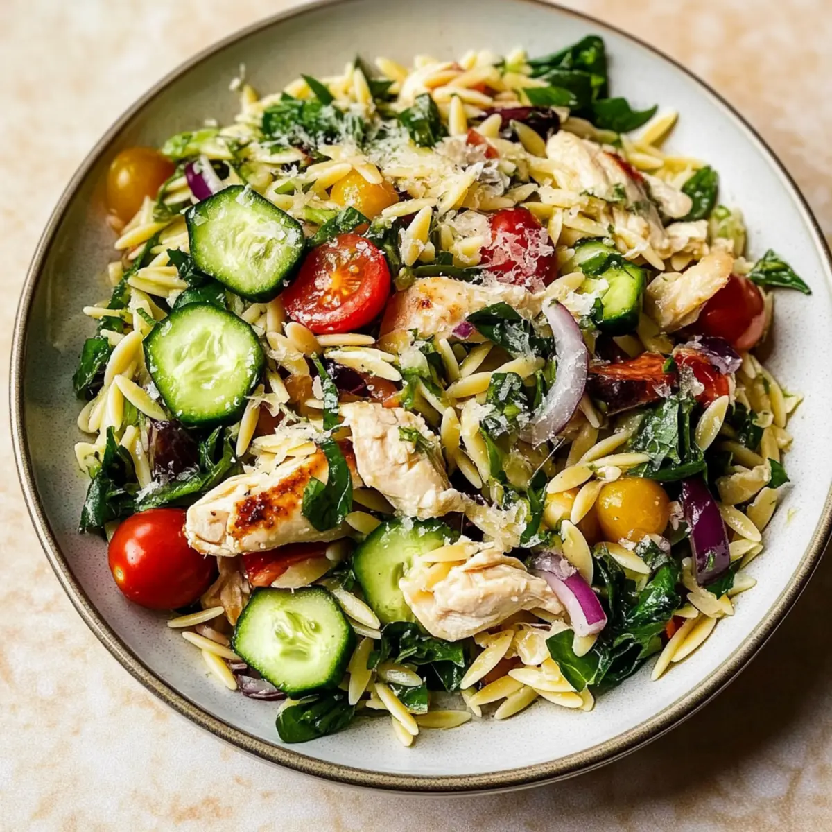 Lemon Orzo Salad with Chicken