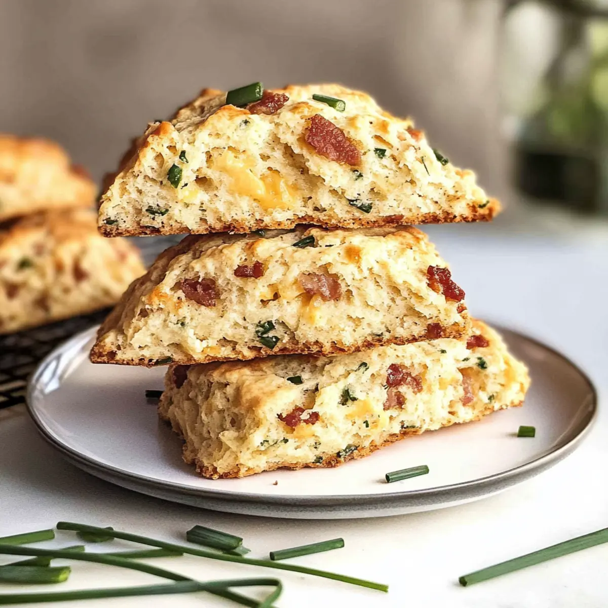 Fluffy Bacon Cheddar Chive Scones