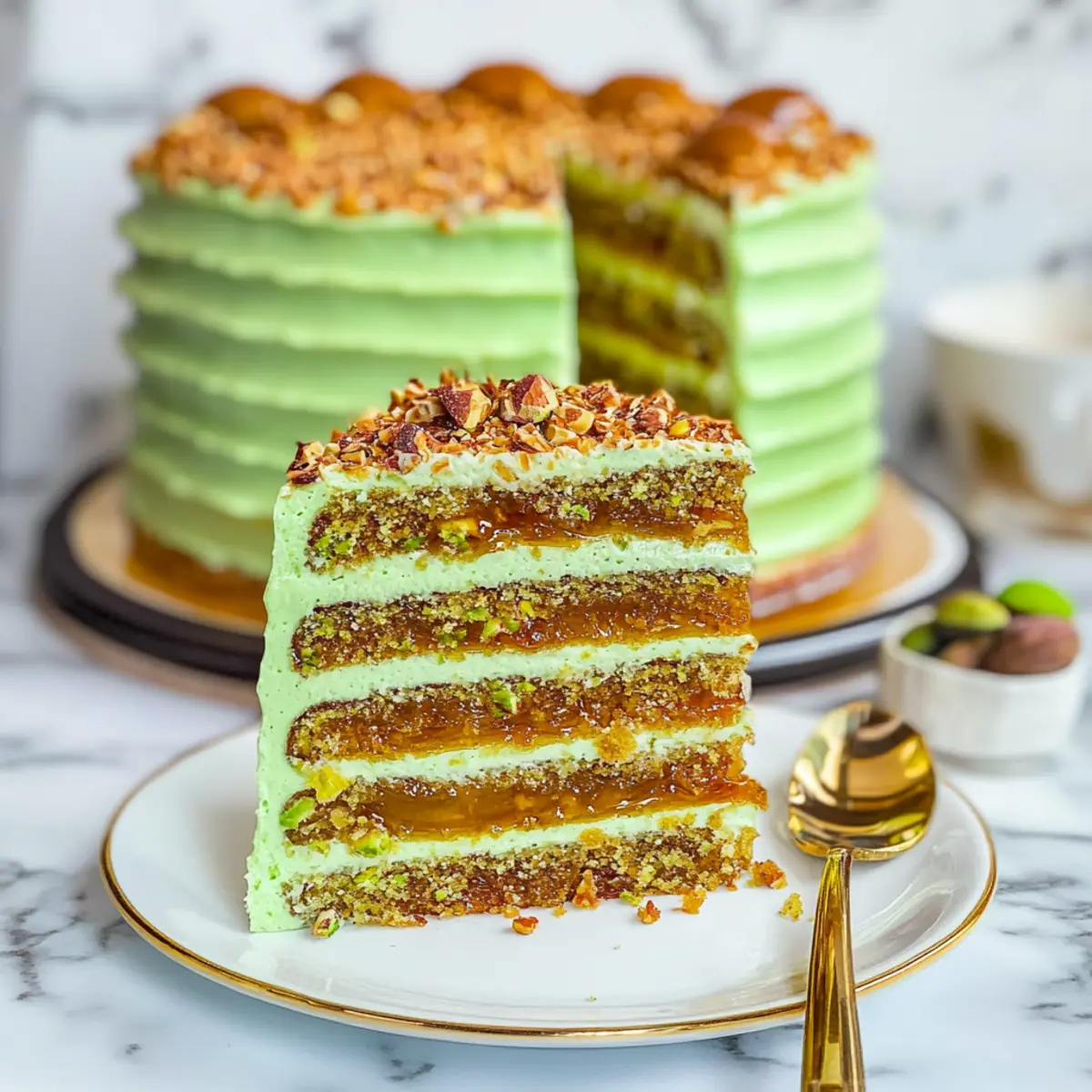 Pistachio Honey Baklava Cake