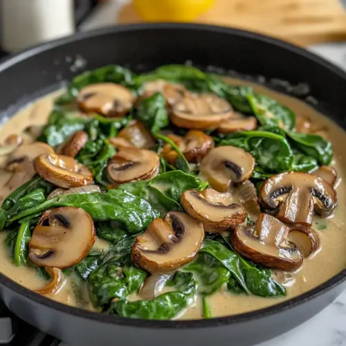 Sautéed Spinach, Mushrooms, and Caramelized Onions