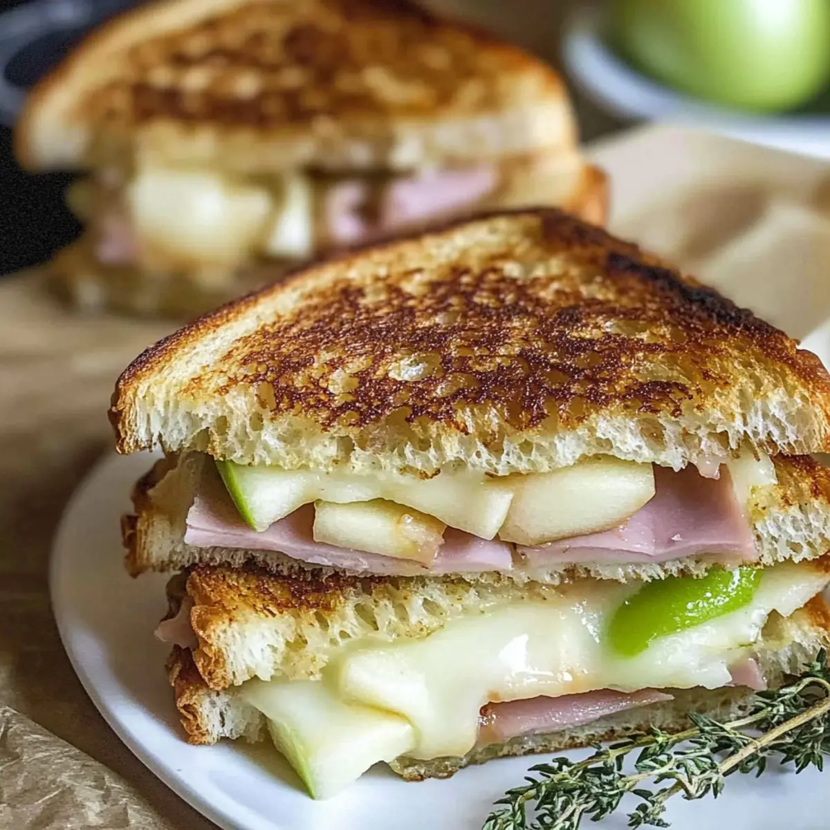 Mini Apple, Ham & Brie Grilled Cheese Sandwiches