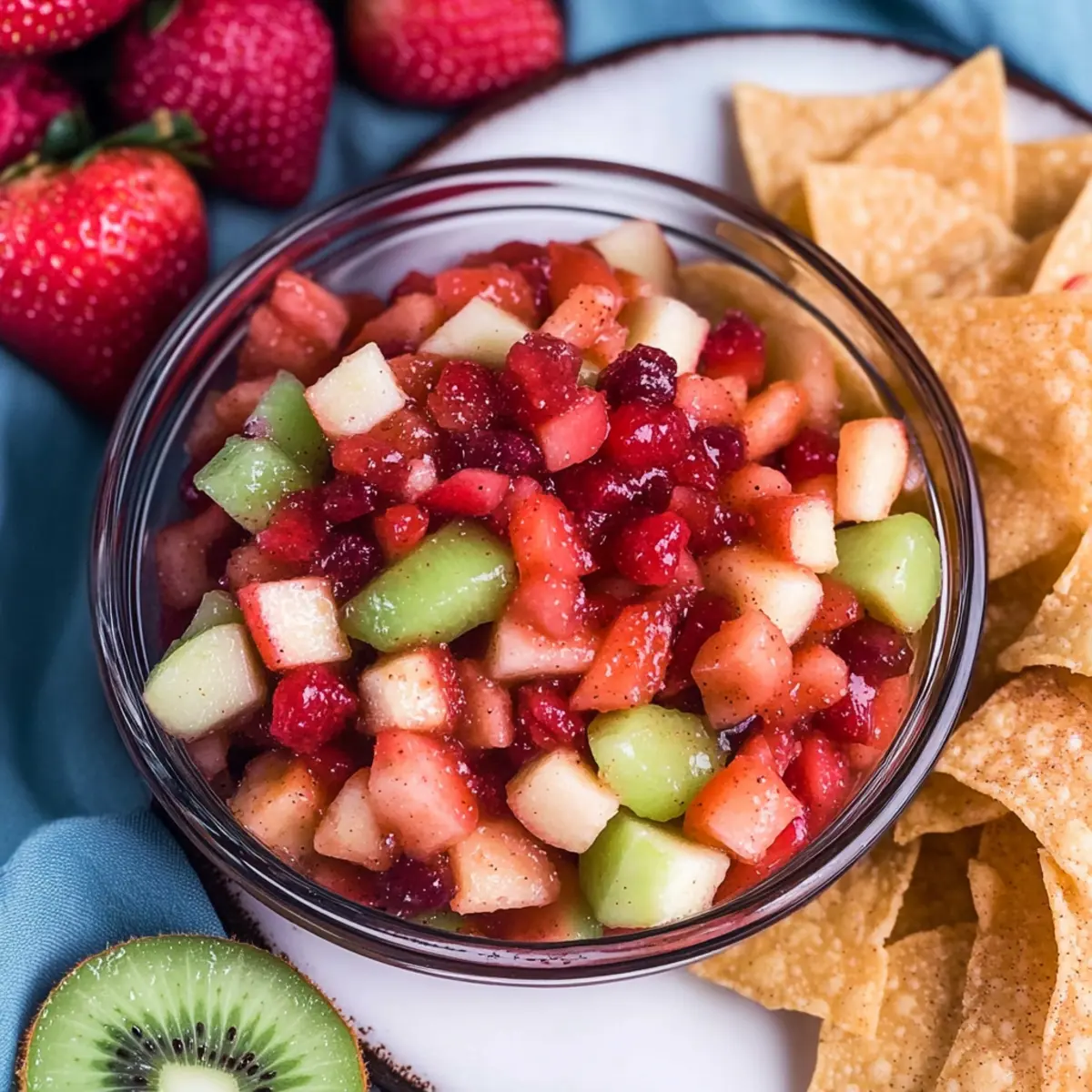 Fruit Salsa with Cinnamon Sugar Tortilla Chips