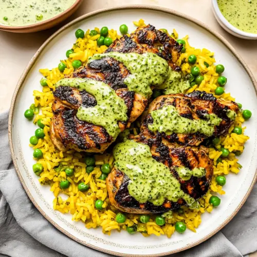 Peruvian Chicken & Rice with Green Sauce