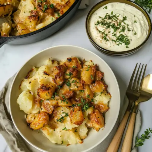 Tofu Steak Bites and Mashed Potatoes