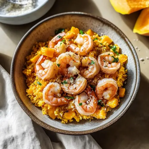 Cheesy Butternut Squash Rice With Shrimp