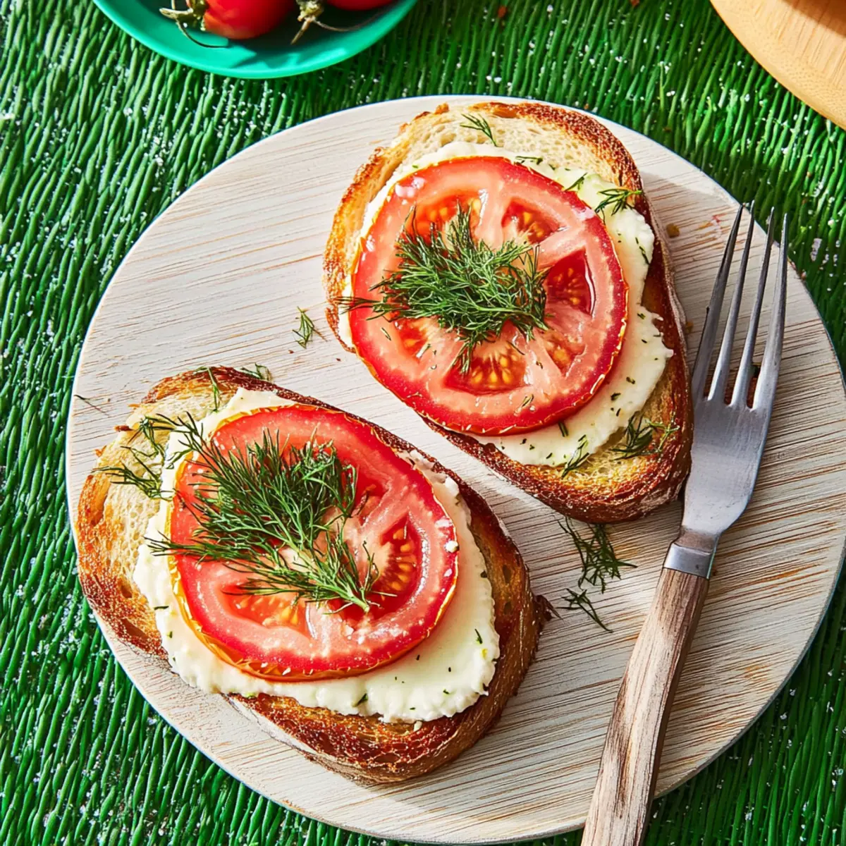 Open-Faced Tomato and Dill Toasts
