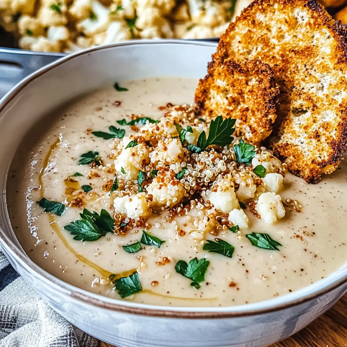 Asiago Roasted Garlic Cauliflower Sou