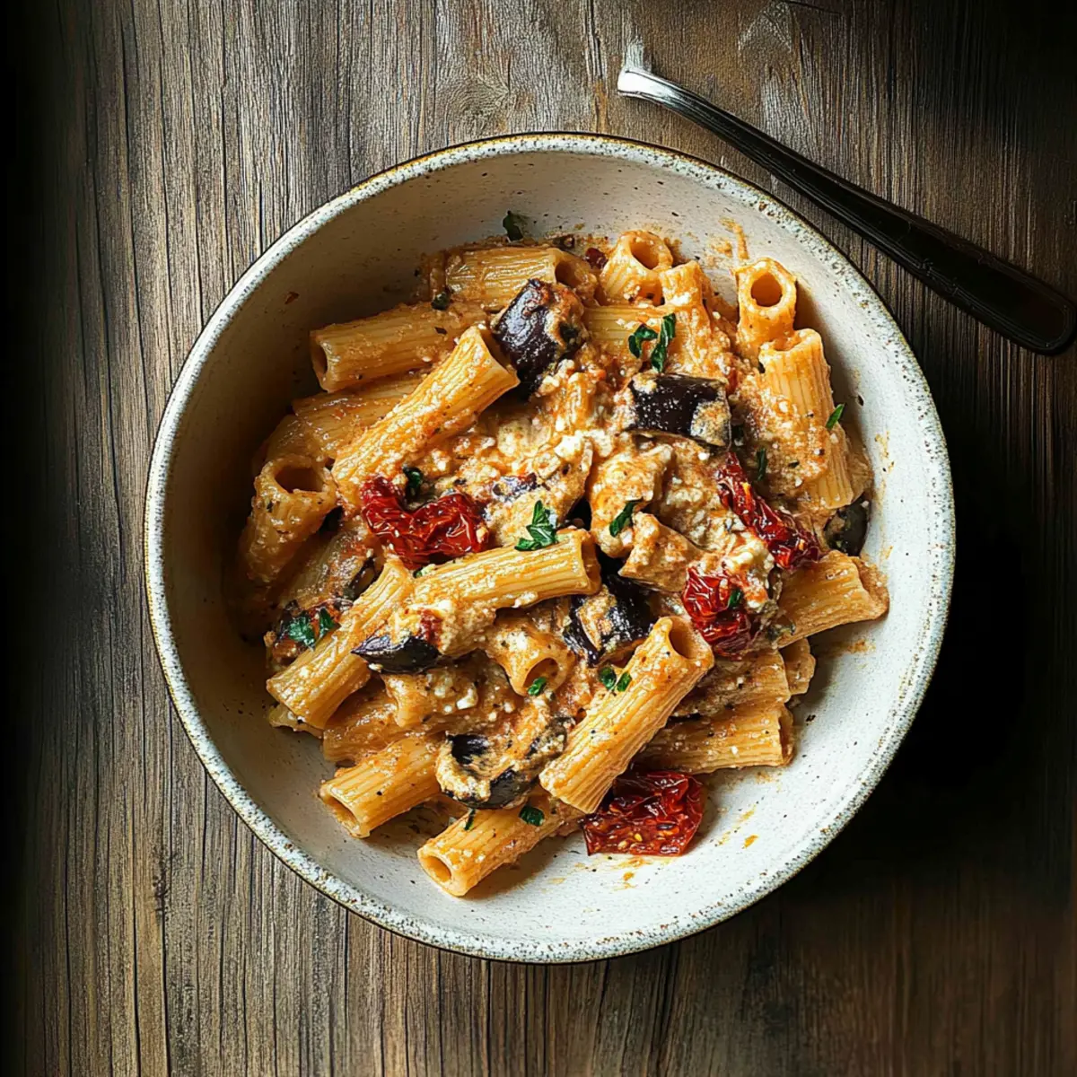 Eggplant Sun-Dried Tomato Ricotta Pasta
