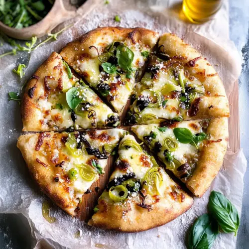 Caramelized Leek Pizza with Spicy Honey