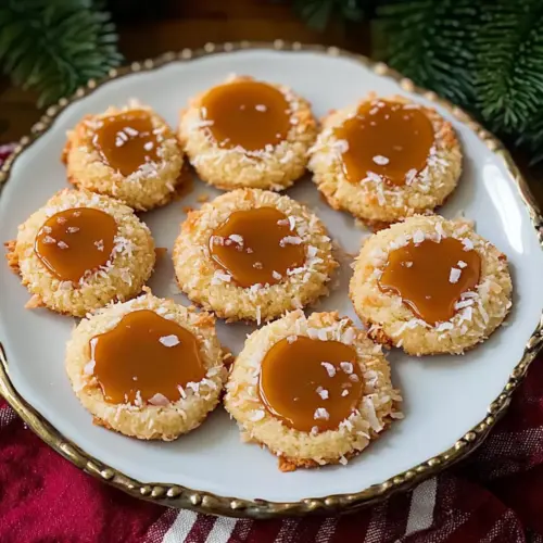 Salted Caramel Coconut Thumbprint Cookies