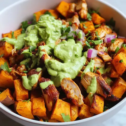 bbq chicken sweet potato bowl