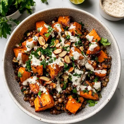Roasted Sweet Potato Salad with Lentils
