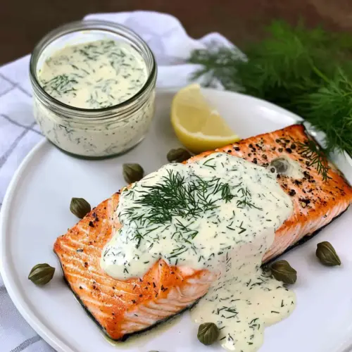 Baked Salmon with Creamy Dill Sauce