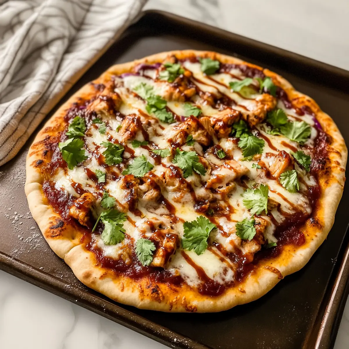 BBQ Chicken Naan Pizza