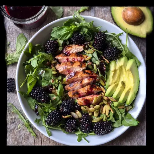 Blackberry Basil Grilled Chicken Salad