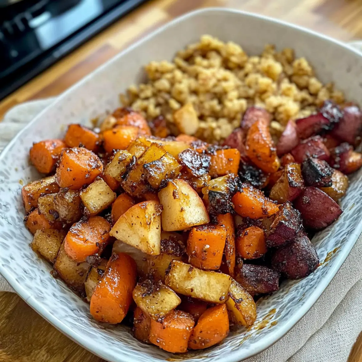 Maple Dijon Roasted Carrots and Apples