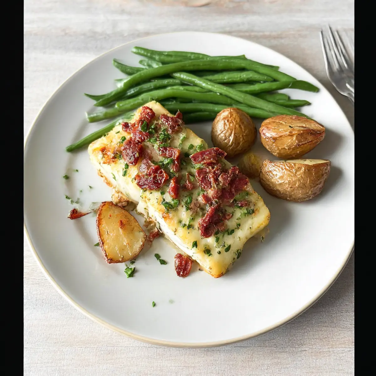 Mediterranean Baked Halibut
