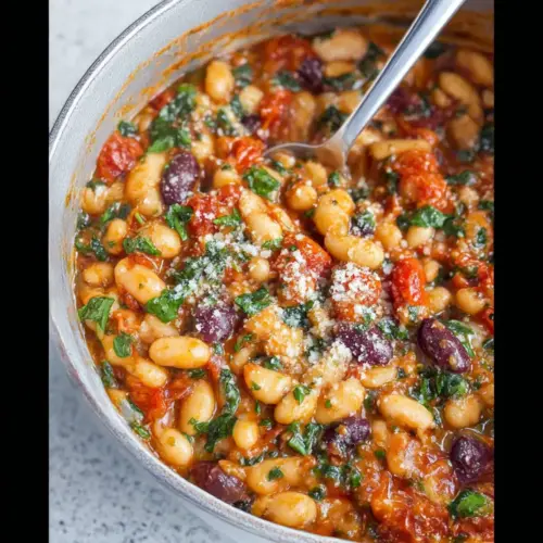 Puttanesca Beans with Garlic Bread