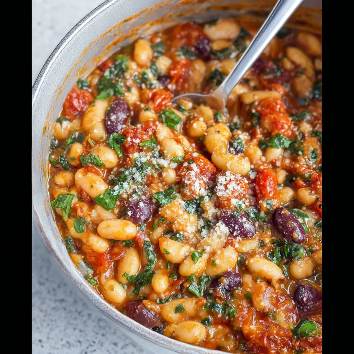 Puttanesca Beans with Garlic Bread
