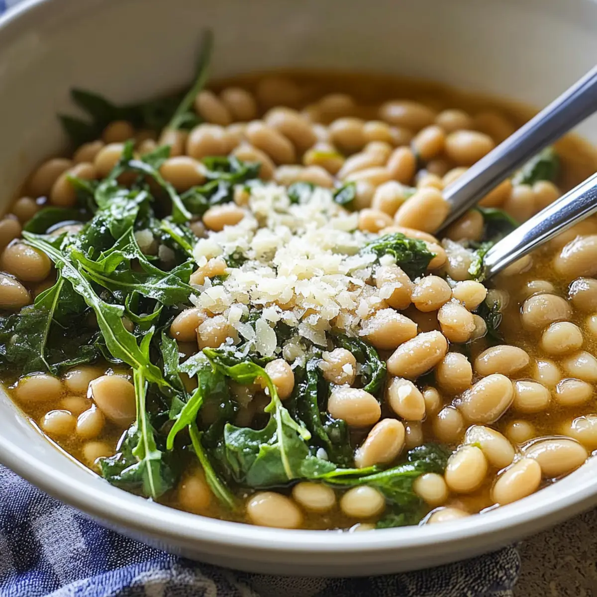 Braised White Beans with Garlic and Arugula